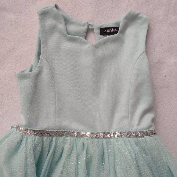 Zunie Girls Unicorn Ombre Tulle Dress 4 Sequins Green Blue Purple Party Wear - Picture 3 of 10